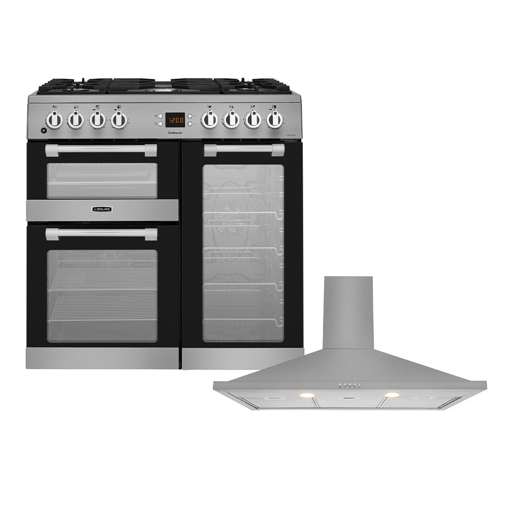Leisure Cookmaster Dual Fuel Range Cooker & Hood Pack, Stainless Steel, A Rated