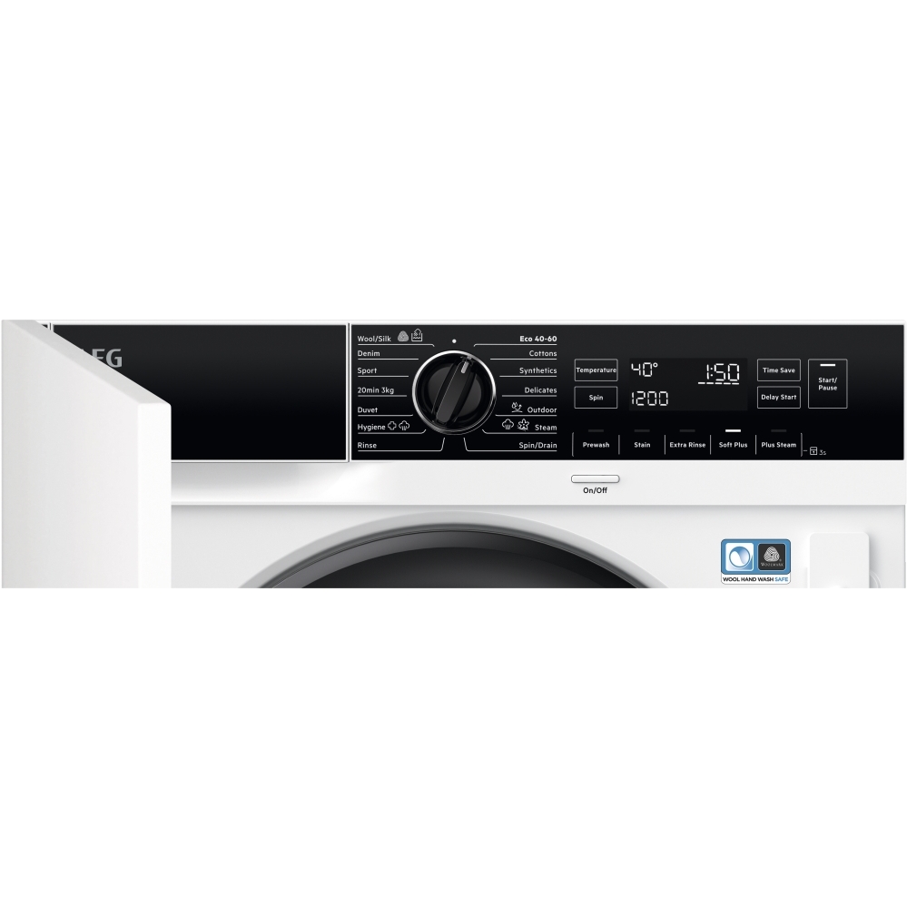 AEG LF7C8636BI Integrated Washing Machine, 8kg, 1600 Spin, White, B Rated