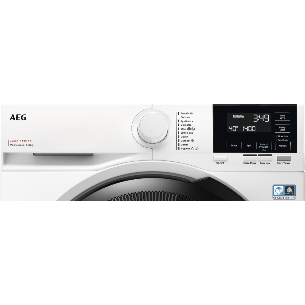AEG LFR61844B 6000 ProSense� Washing Machine, 8kg, 1400 Spin, White, A Rated
