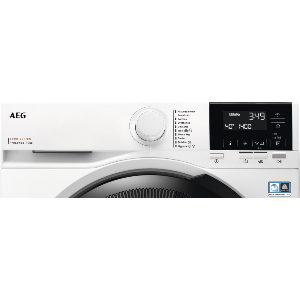 AEG LFR61944B 6000 Series Washing Machine, 9kg, 1400 Spin, White, A Rated Marks Electrical