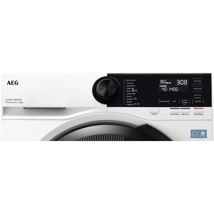 AEG LFR62844B Washing Machine, 8kg, 1400 Spin, White, A Rated