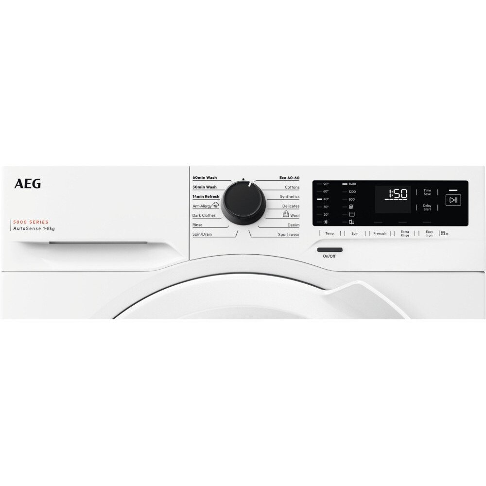 AEG LFX50842B Washing Machine, 8kg, 1400 Spin, White, A Rated