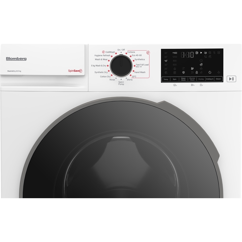 Blomberg LRF854311W Washer Dryer, 8kg/5kg, 1400 Spin, White, D Rated