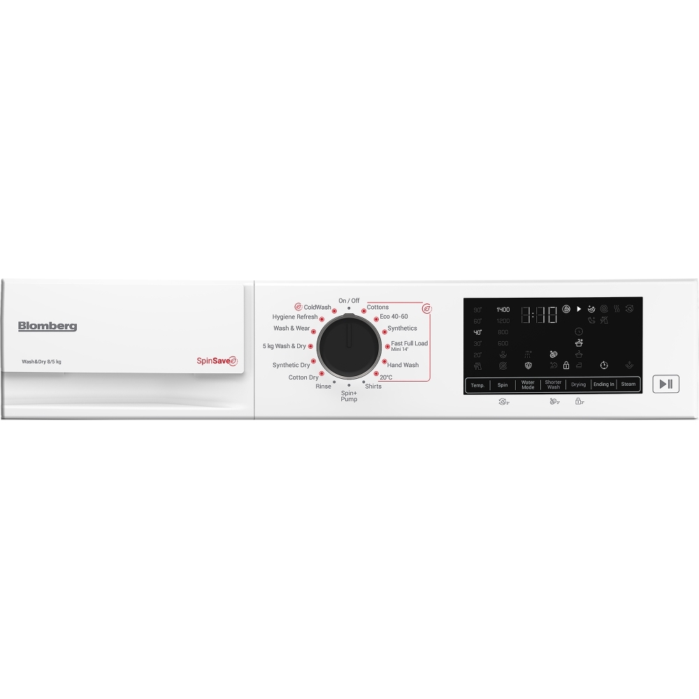 Blomberg LRF854311W Washer Dryer, 8kg/5kg, 1400 Spin, White, D Rated