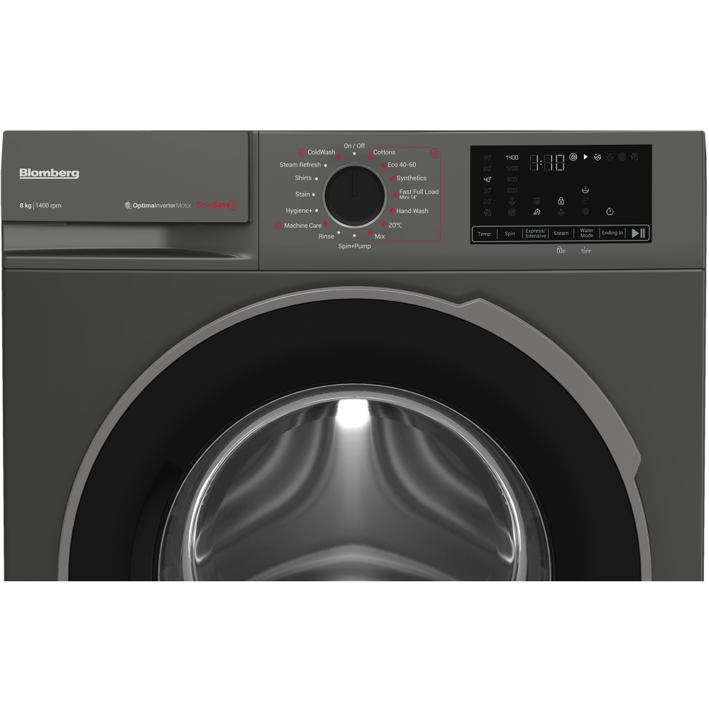 Blomberg LWA18461G Washing Machine, 8kg, 1400 Spin, Grey, A Rated