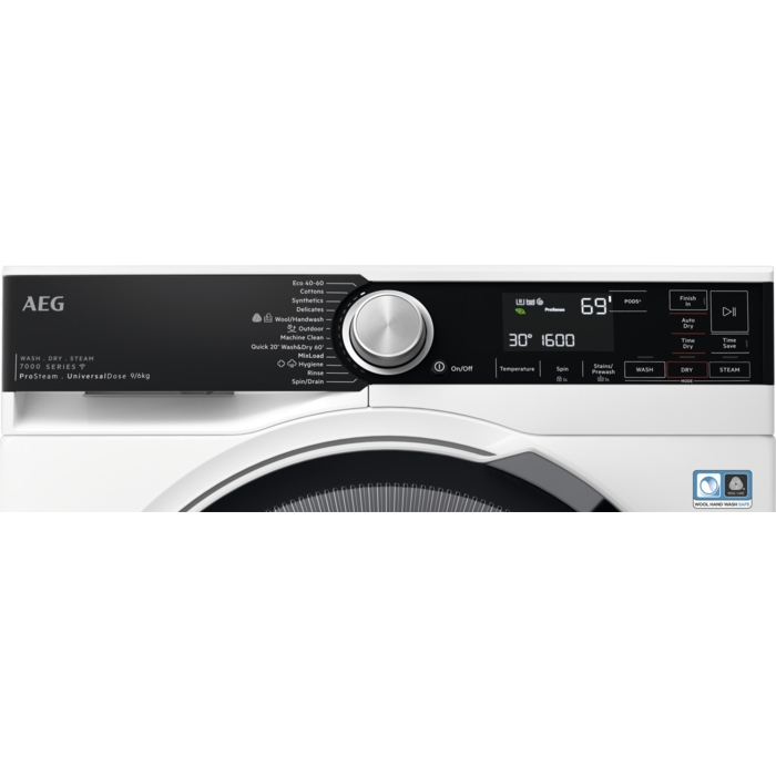 AEG LWR7596O5U Washer Dryer, 9kg/6kg, 1600 Spin, White, A Rated