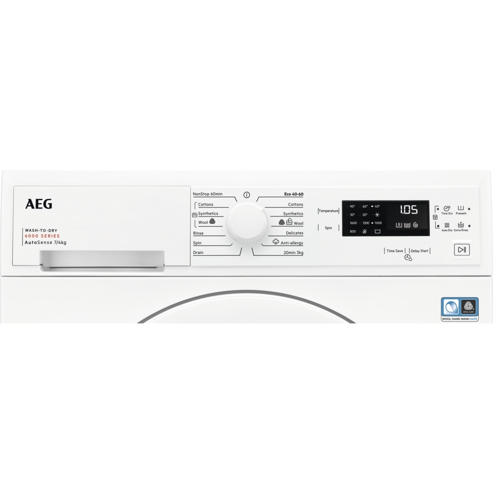 AEG LWX60746B Washer Dryer, 7kg/4kg, 1600 Spin, White, B Rated
