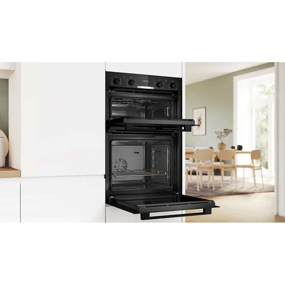 Bosch MBA533BB3B Series 4 Built-In Electric Double Oven, Black, A Rated