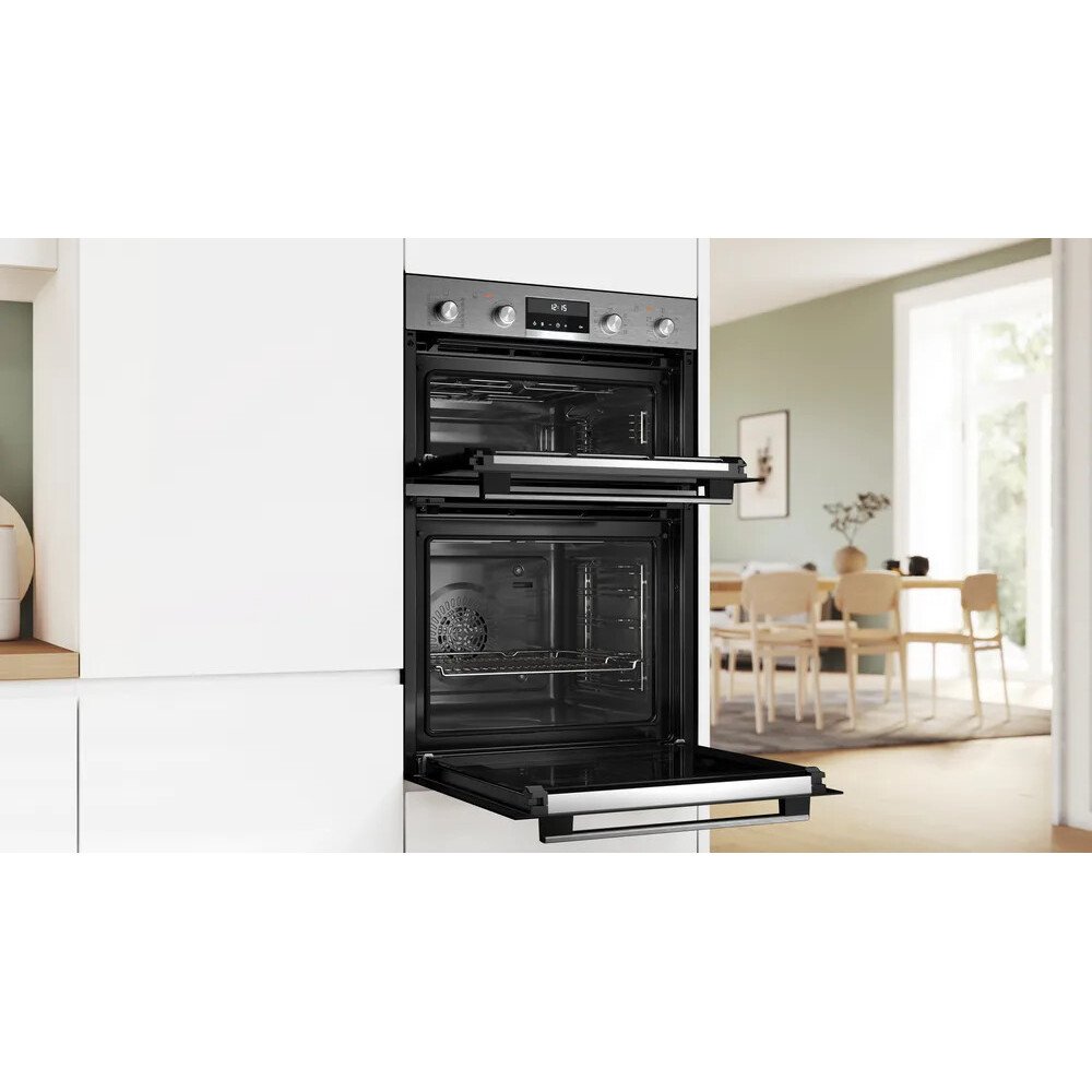 Bosch MBA578BS7B Series 6 Built-In Electric Double Oven with Pyrolytic Cleaning, Stainless Steel, A Rated