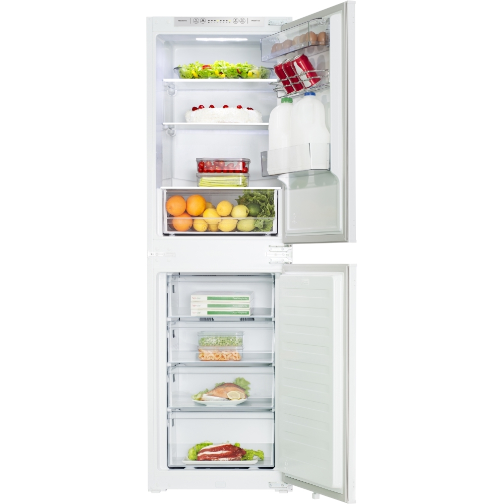 Fridgemaster MBC55224FE Frost Free Integrated Fridge Freezer, Sliding Hinge, 50/50, White, E Rated