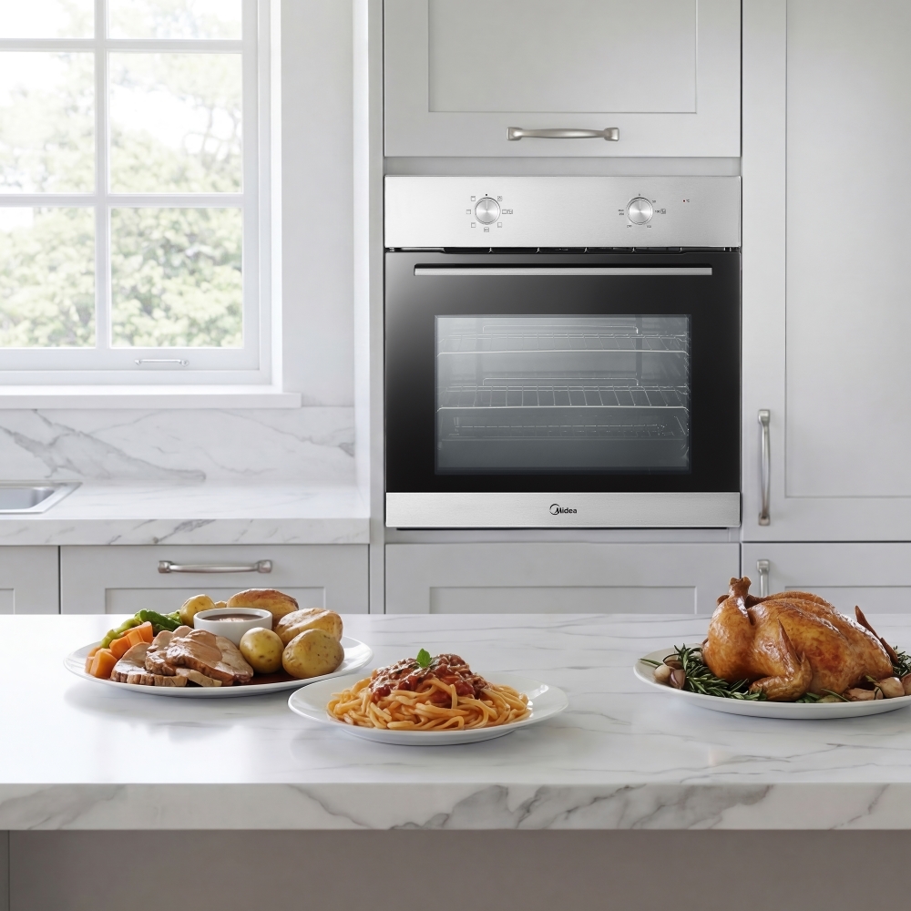 Midea MBO65M40M04E-SS Built-In Electric Single Oven, Stainless Steel, A Rated