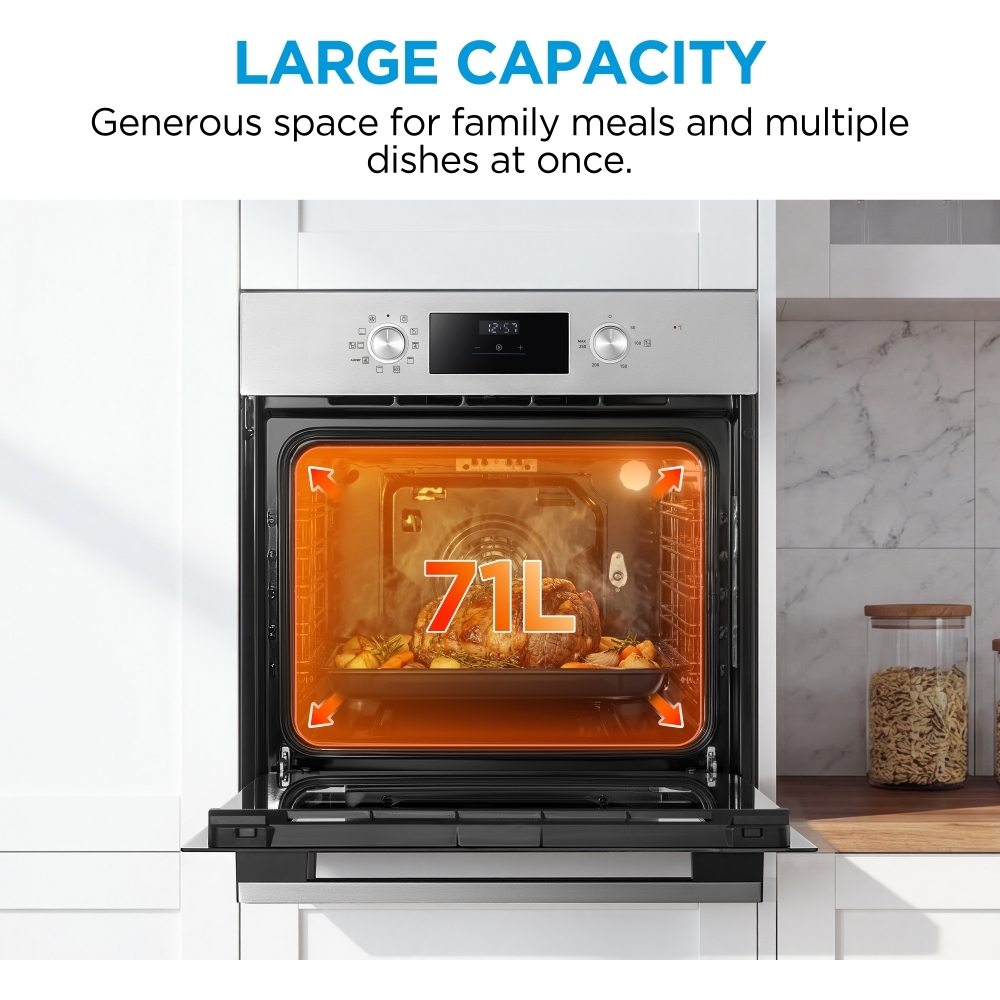 Midea MBO65M90D2-SS Built-In Electric Single Oven, Stainless Steel, A+ Rated