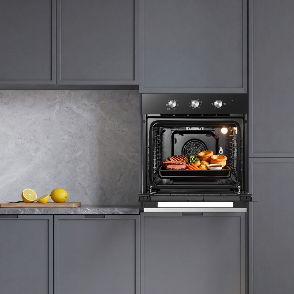 Midea MBO65M90M1-BK Built-In Electric Single Oven, Black, A Rated