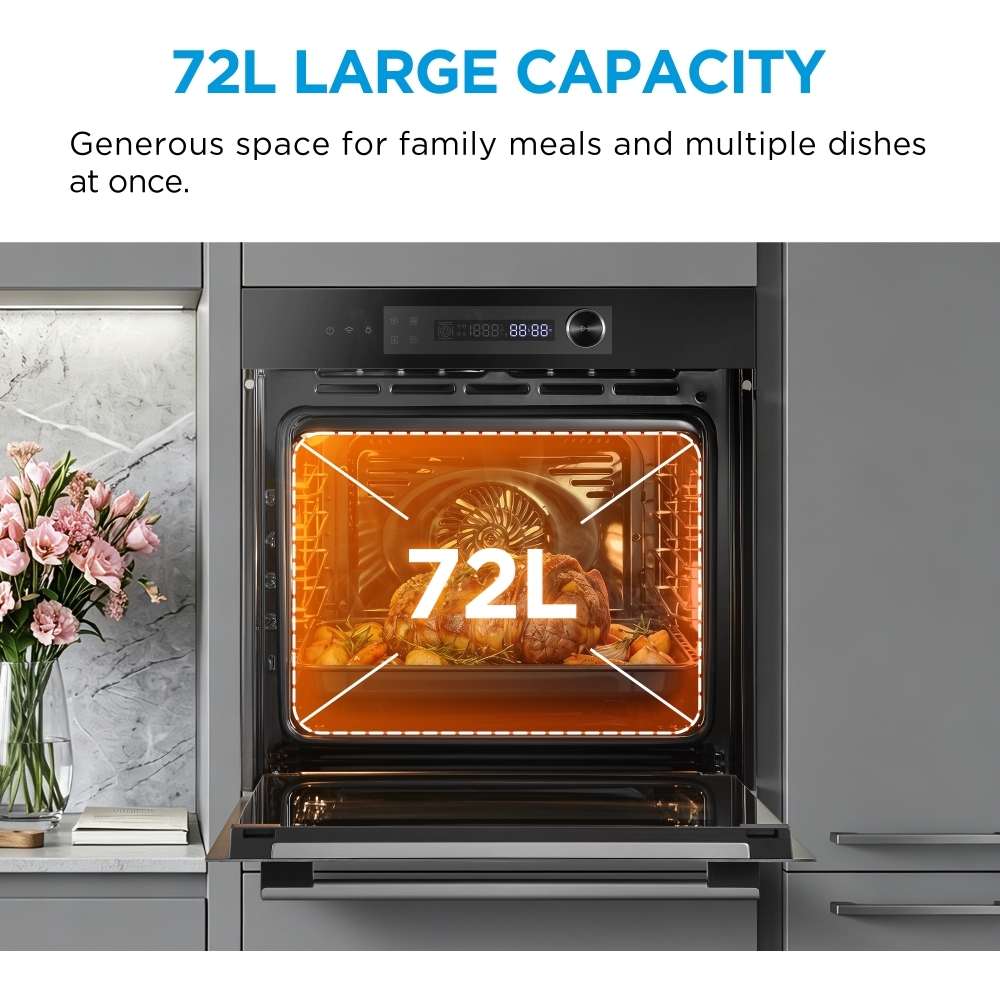 Midea MBO7NM30E4-BK Built-In Electric Single Oven, Black, A++ Rated