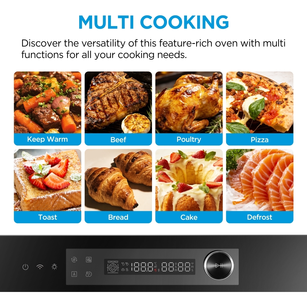 Midea MBO7NM30E4-BK Built-In Electric Single Oven, Black, A++ Rated