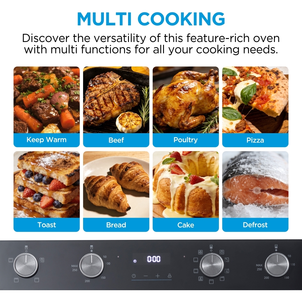 Midea MBOD70M30D0-BK Built-In Electric Double Oven, Black, A Rated