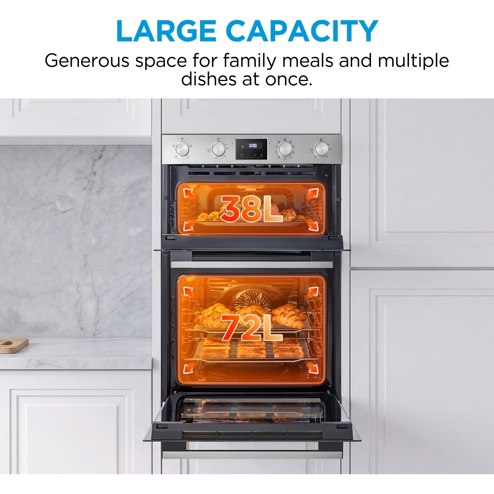 Midea MBOD70M30D0-SS Built-In Electric Double Oven, Stainless Steel, A Rated