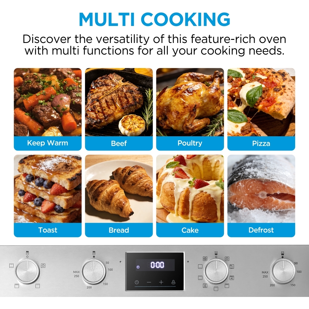 Midea MBOD70M30D0-SS Built-In Electric Double Oven, Stainless Steel, A Rated