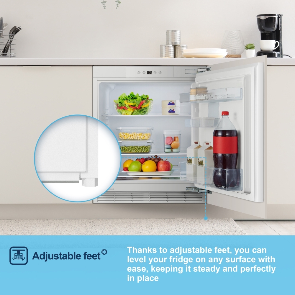 Fridgemaster MBUL60138E Built-Under Larder Fridge, Fixed Hinge, White, E Rated
