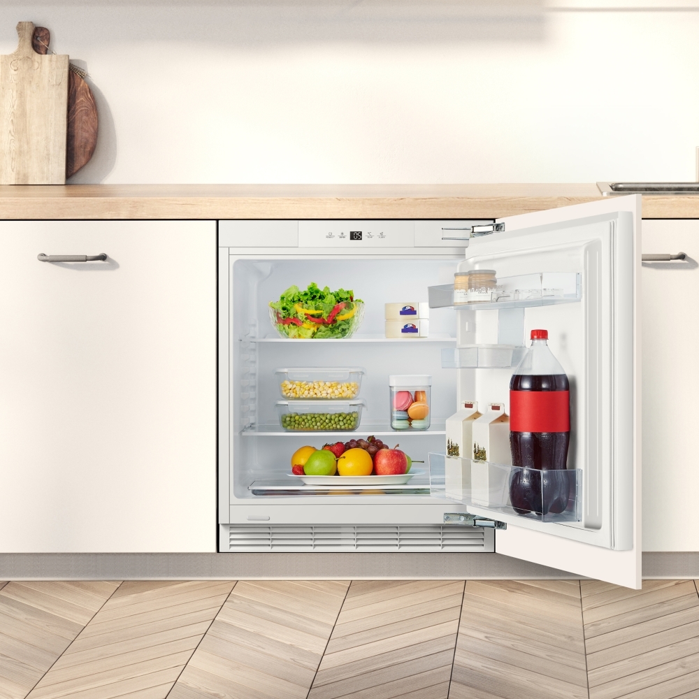Fridgemaster MBUL60138E Built-Under Larder Fridge, Fixed Hinge, White, E Rated