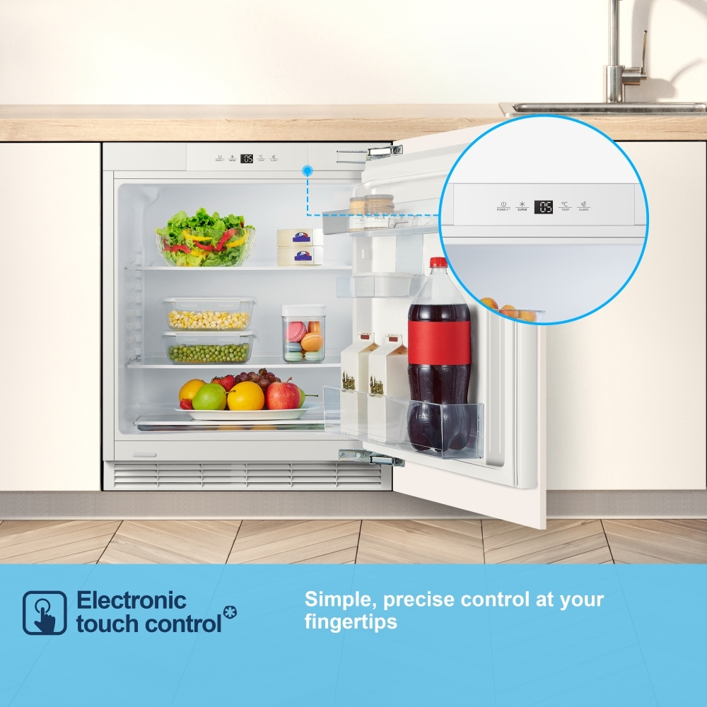 Fridgemaster MBUL60138E Built-Under Larder Fridge, Fixed Hinge, White, E Rated