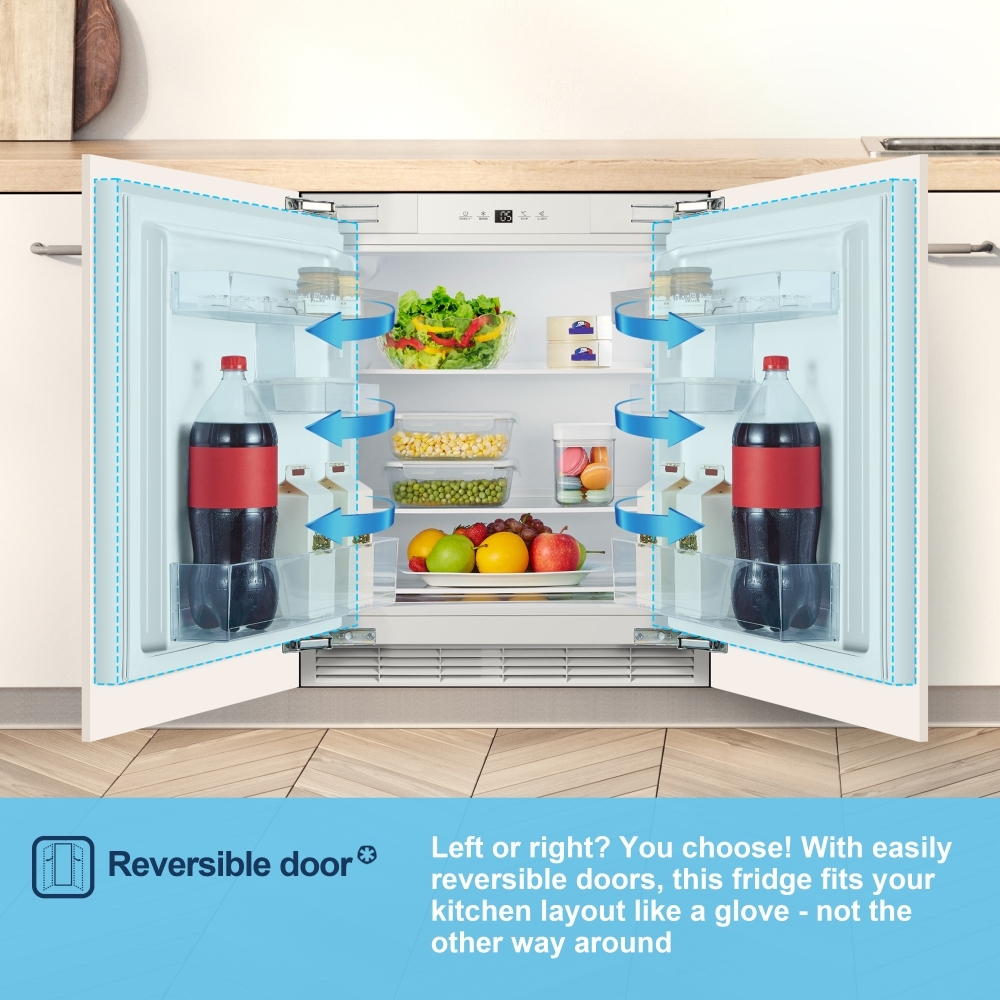 Fridgemaster MBUL60138E Built-Under Larder Fridge, Fixed Hinge, White, E Rated