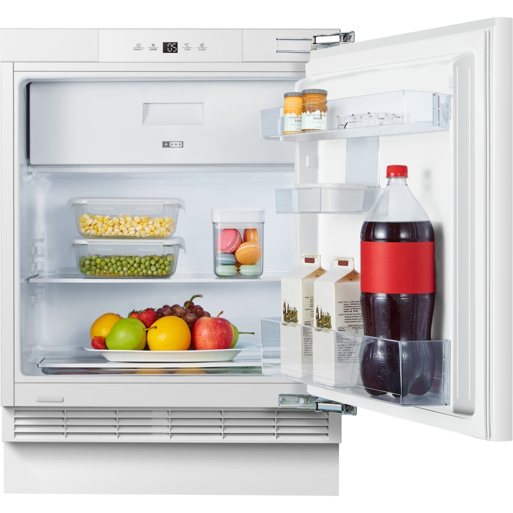 Fridgemaster MBUR60121E Built-Under Fridge with Ice Box, Fixed Hinge, White, E Rated