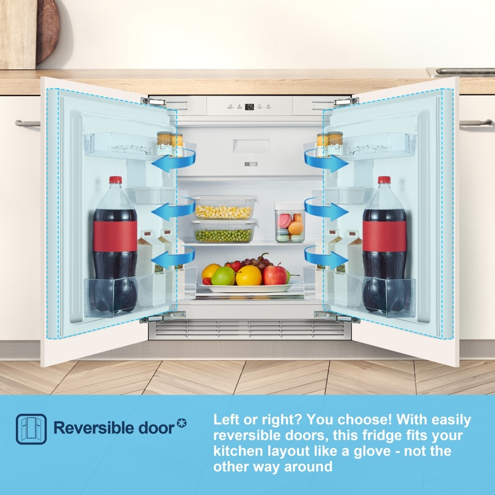 Fridgemaster MBUR60121E Built-Under Fridge with Ice Box, Fixed Hinge, White, E Rated