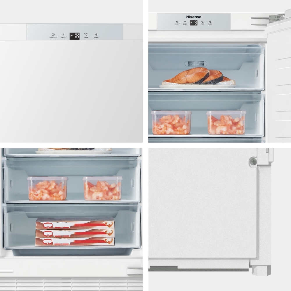 Fridgemaster MBUZ6097E Static Built-Under Freezer, Fixed Hinge, White, E Rated