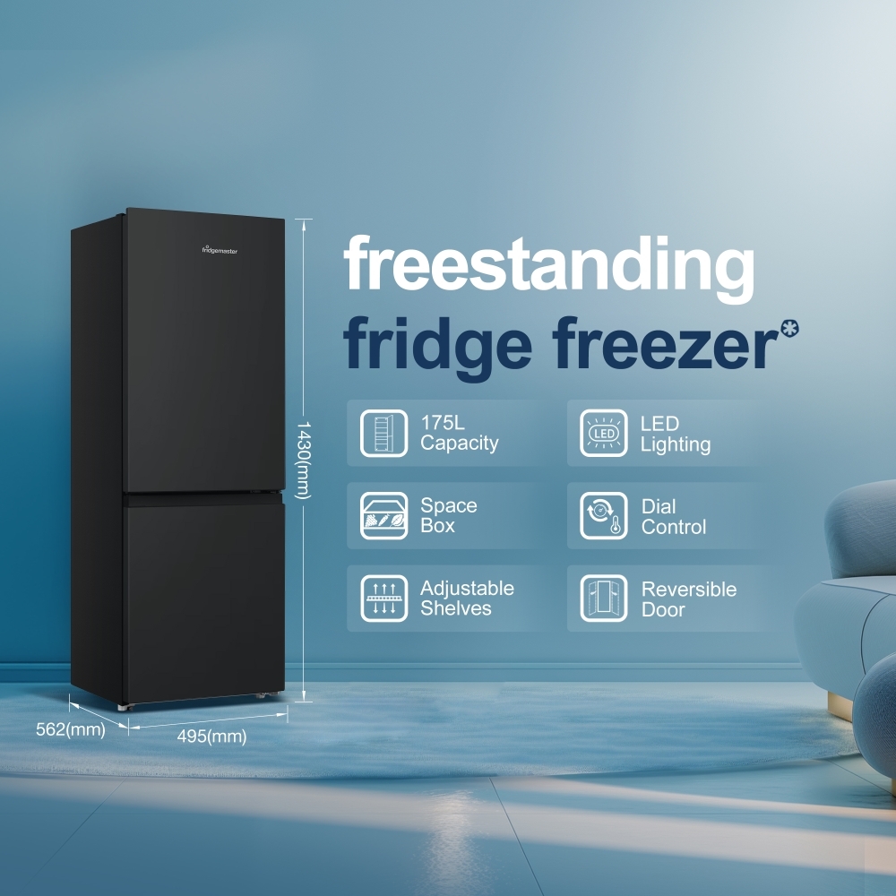 Fridgemaster MC50165EB Static Fridge Freezer, 70/30, Black, E Rated