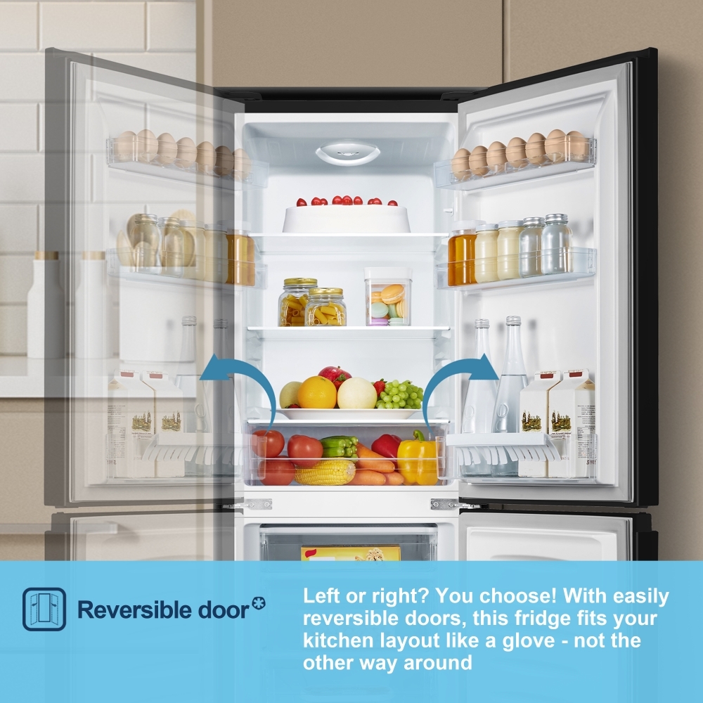Fridgemaster MC50165EB Static Fridge Freezer, 70/30, Black, E Rated