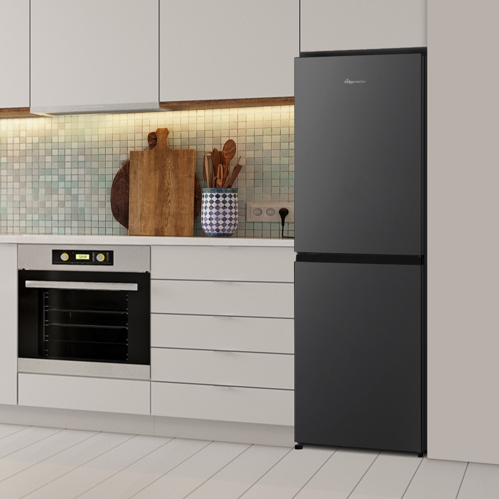 Fridgemaster MC55240EB Static Fridge Freezer, 50/50, Black, E Rated