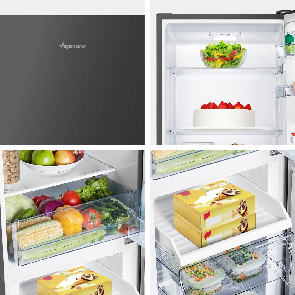 Fridgemaster MC55240EB Static Fridge Freezer, 50/50, Black, E Rated