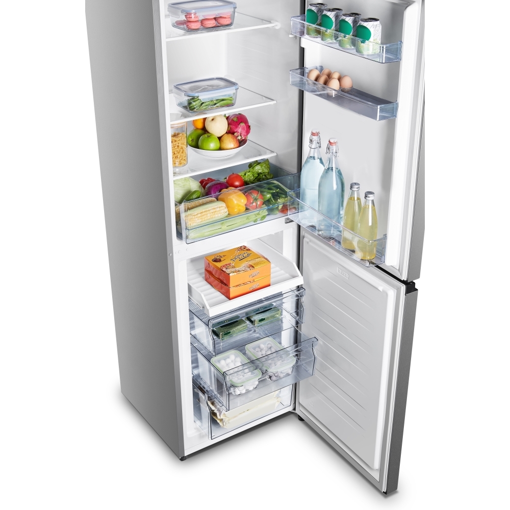 Fridgemaster MC55240ES Static Fridge Freezer, 50/50, Silver, E Rated
