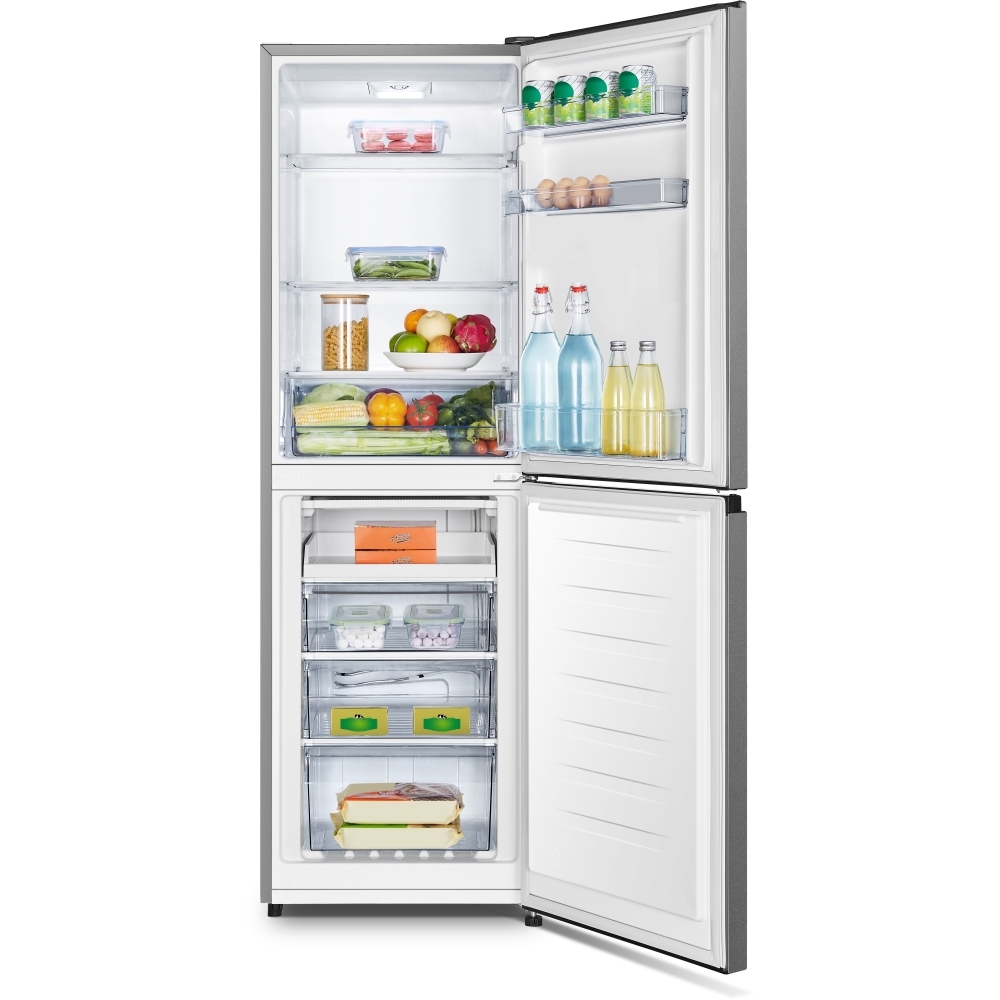 Fridgemaster MC55240ES Static Fridge Freezer, 50/50, Silver, E Rated