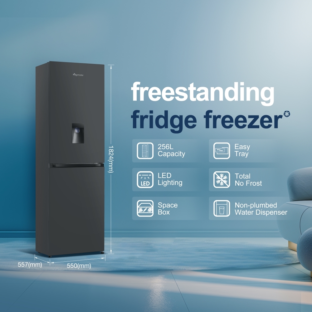 Fridgemaster MC55251DEB Total No Frost Fridge Freezer, 50/50, Black, E Rated