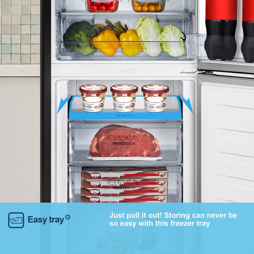 Fridgemaster MC55251DEB Total No Frost Fridge Freezer, 50/50, Black, E Rated