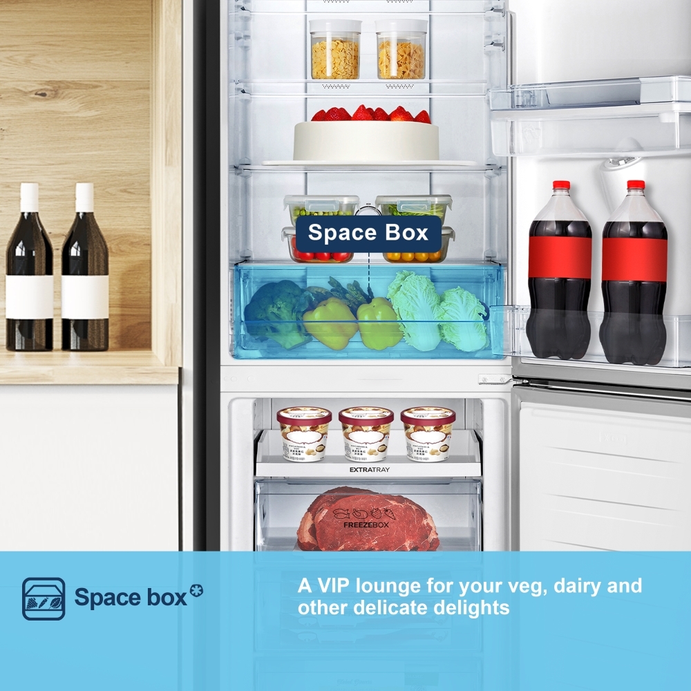 Fridgemaster MC55251DEB Total No Frost Fridge Freezer, 50/50, Black, E Rated