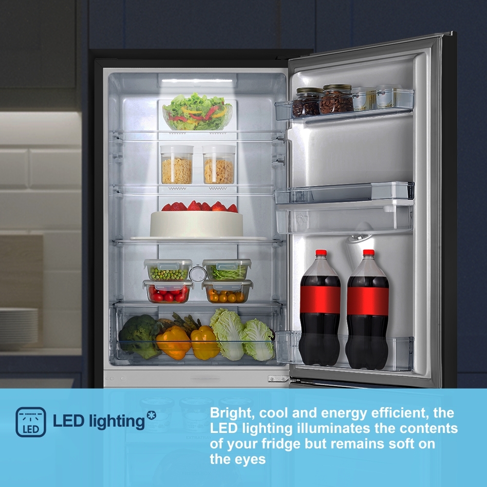 Fridgemaster MC55251DEB Total No Frost Fridge Freezer, 50/50, Black, E Rated