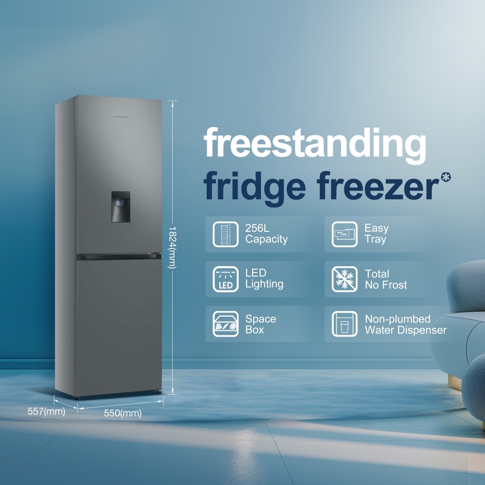 Fridgemaster MC55251DES Total No Frost Fridge Freezer, 50/50, Silver, E Rated