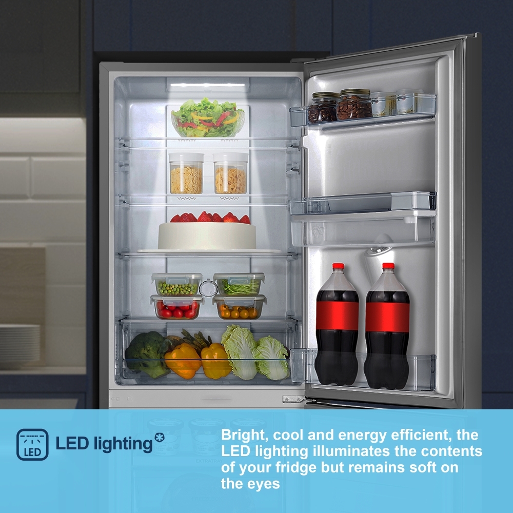 Fridgemaster MC55251DES Total No Frost Fridge Freezer, 50/50, Silver, E Rated