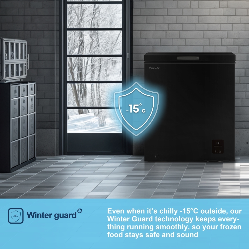 Fridgemaster MCF142EB Static 142l Chest Freezer, Black, E Rated