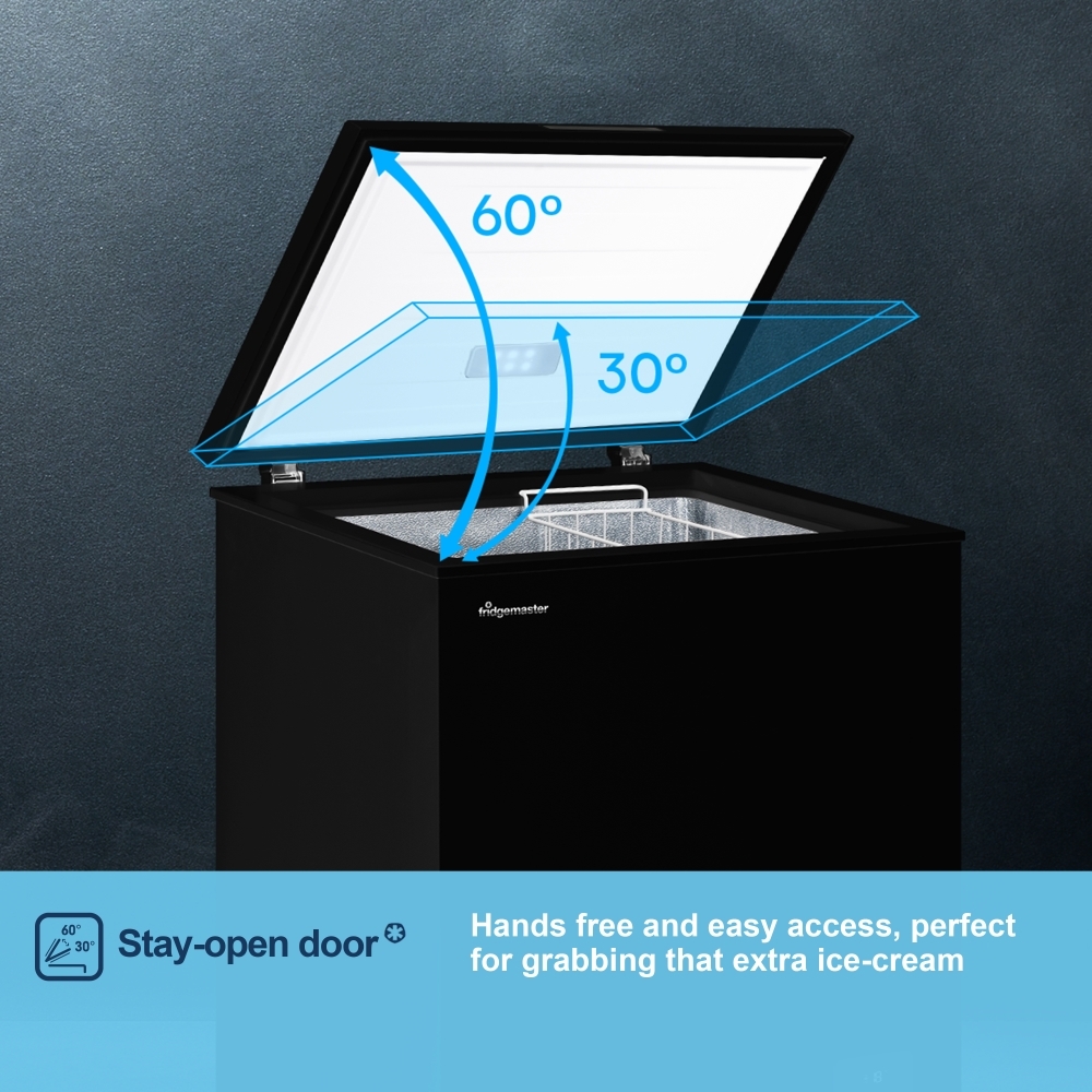 Fridgemaster MCF142EB Static 142l Chest Freezer, Black, E Rated