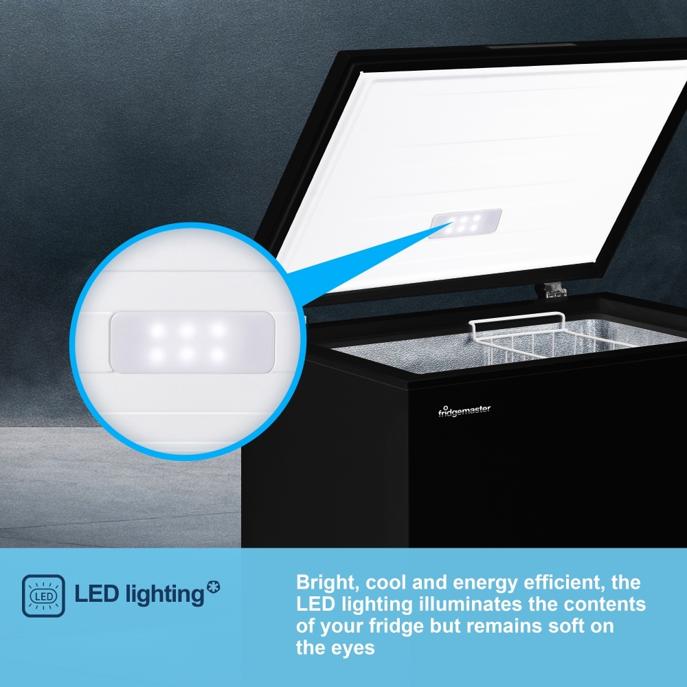 Fridgemaster MCF142EB Static 142l Chest Freezer, Black, E Rated