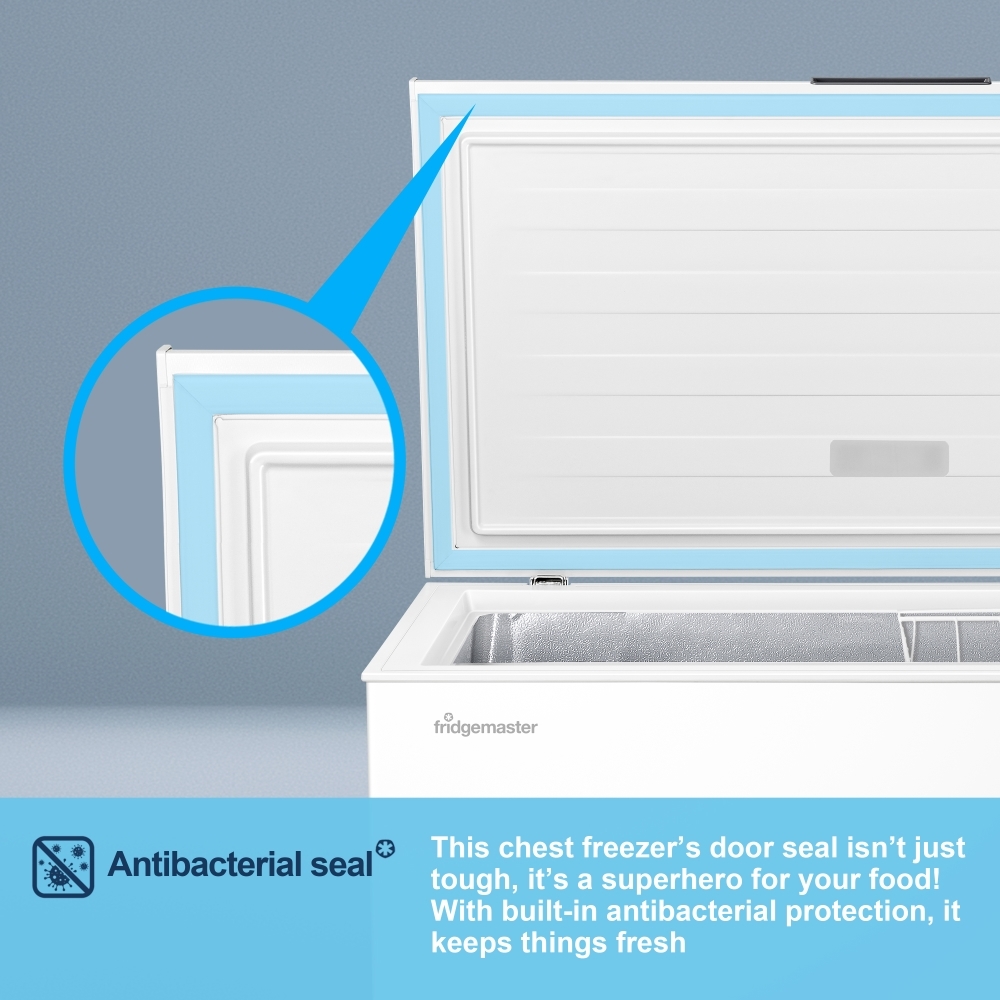 Fridgemaster MCF297E Static 297l Chest Freezer, White, E Rated