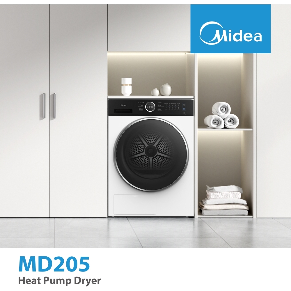 Midea MD205H80WBC/W-UK Heat Pump Tumble Dryer, 8kg, White, A+++ Rated
