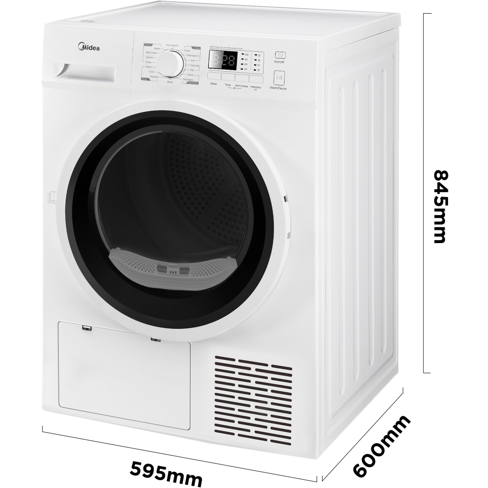 Midea MDG09EH80/1 Heat Pump Tumble Dryer, 8kg, White, A++ Rated