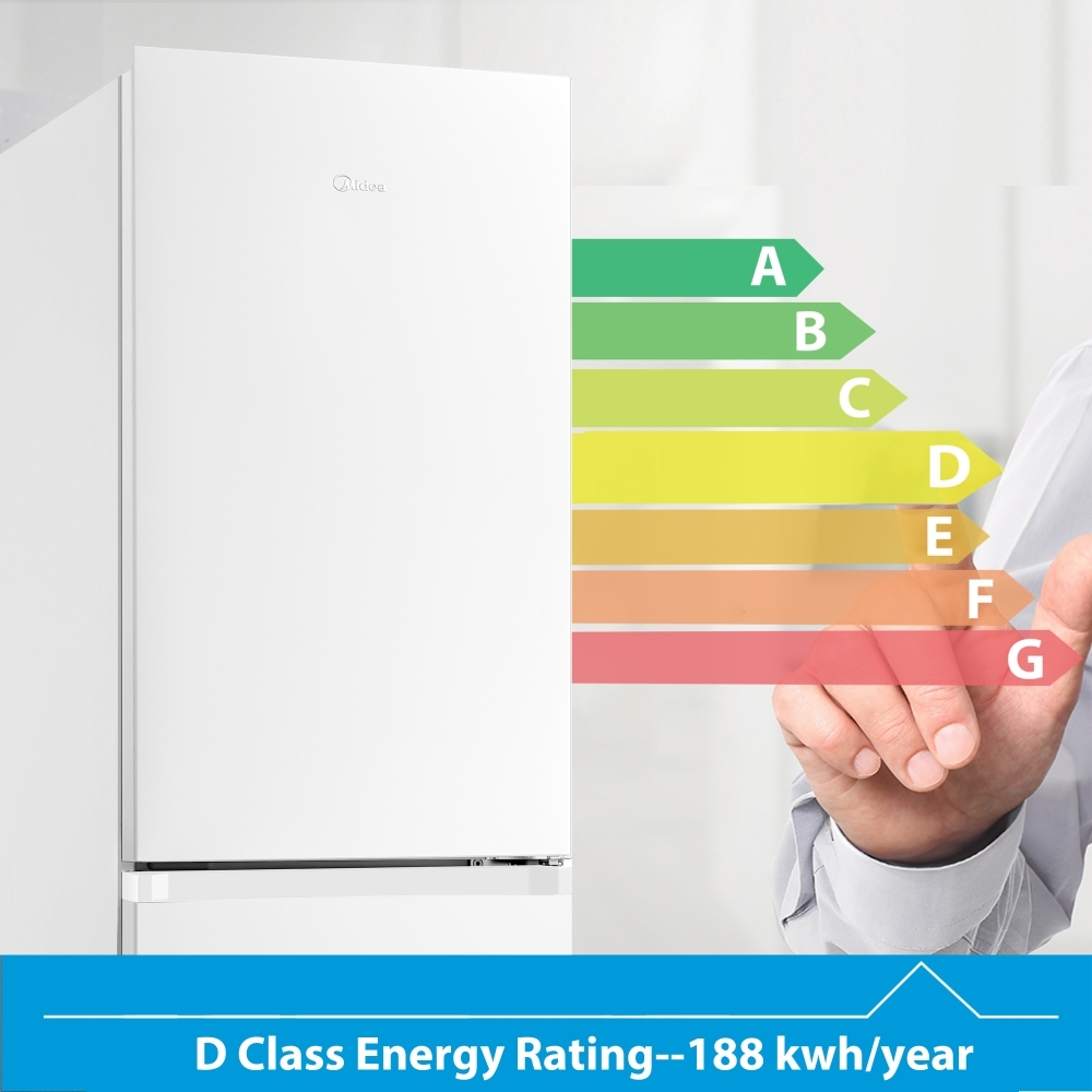 Midea MDRB379FGD01 Total No Frost Fridge Freezer, 60/40, White, D Rated