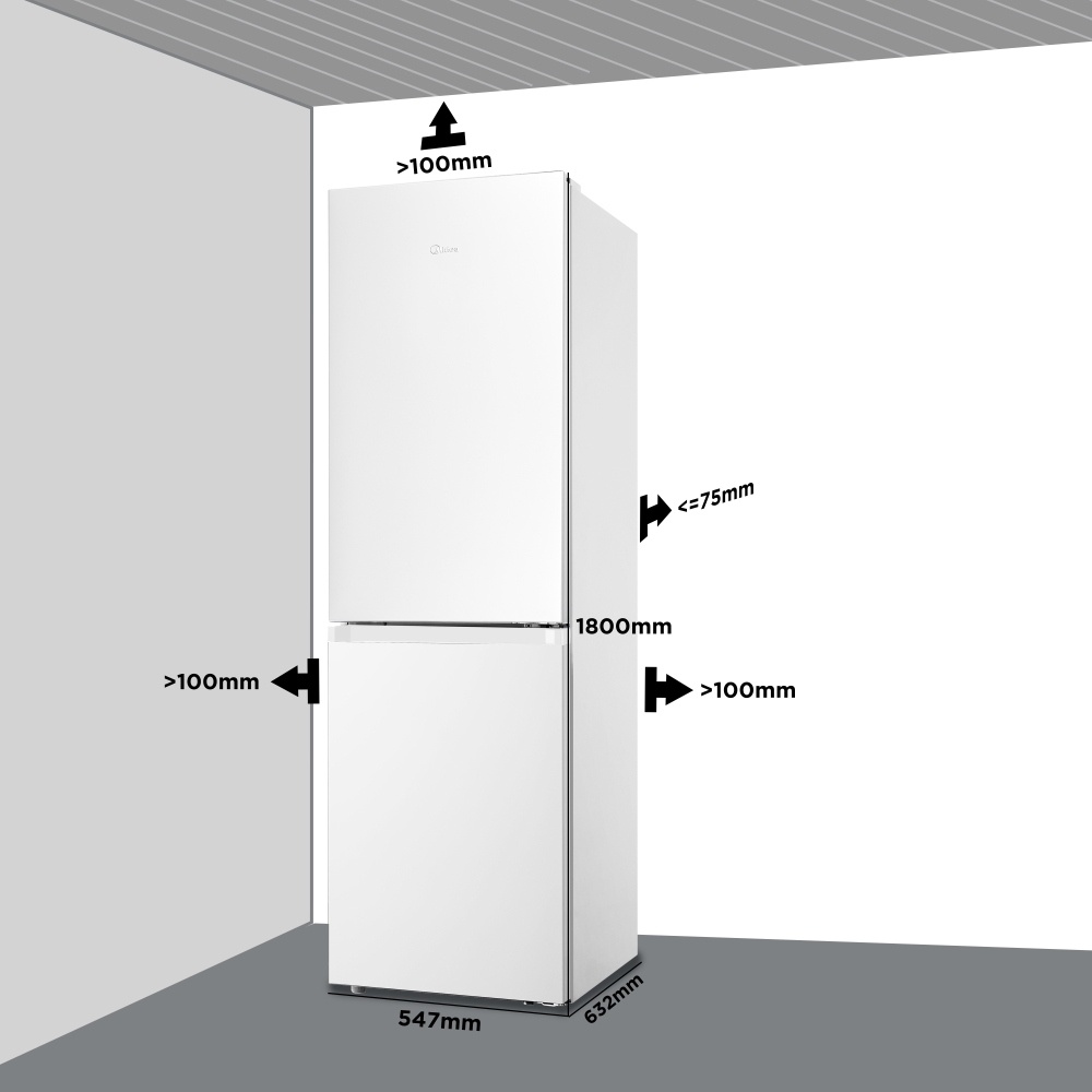 Midea MDRB379FGD01 Total No Frost Fridge Freezer, 60/40, White, D Rated