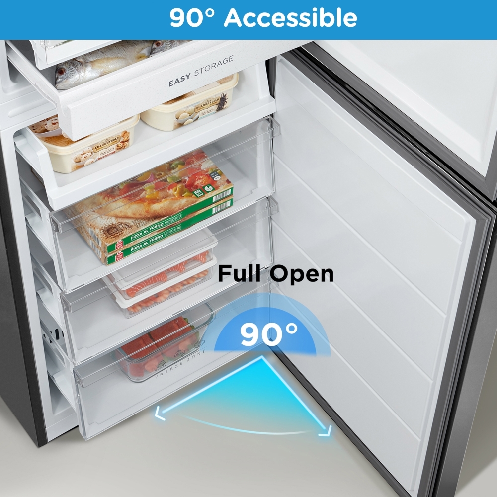 Midea MDRB379FGD02 Total No Frost Fridge Freezer, 60/40, Silver, D Rated